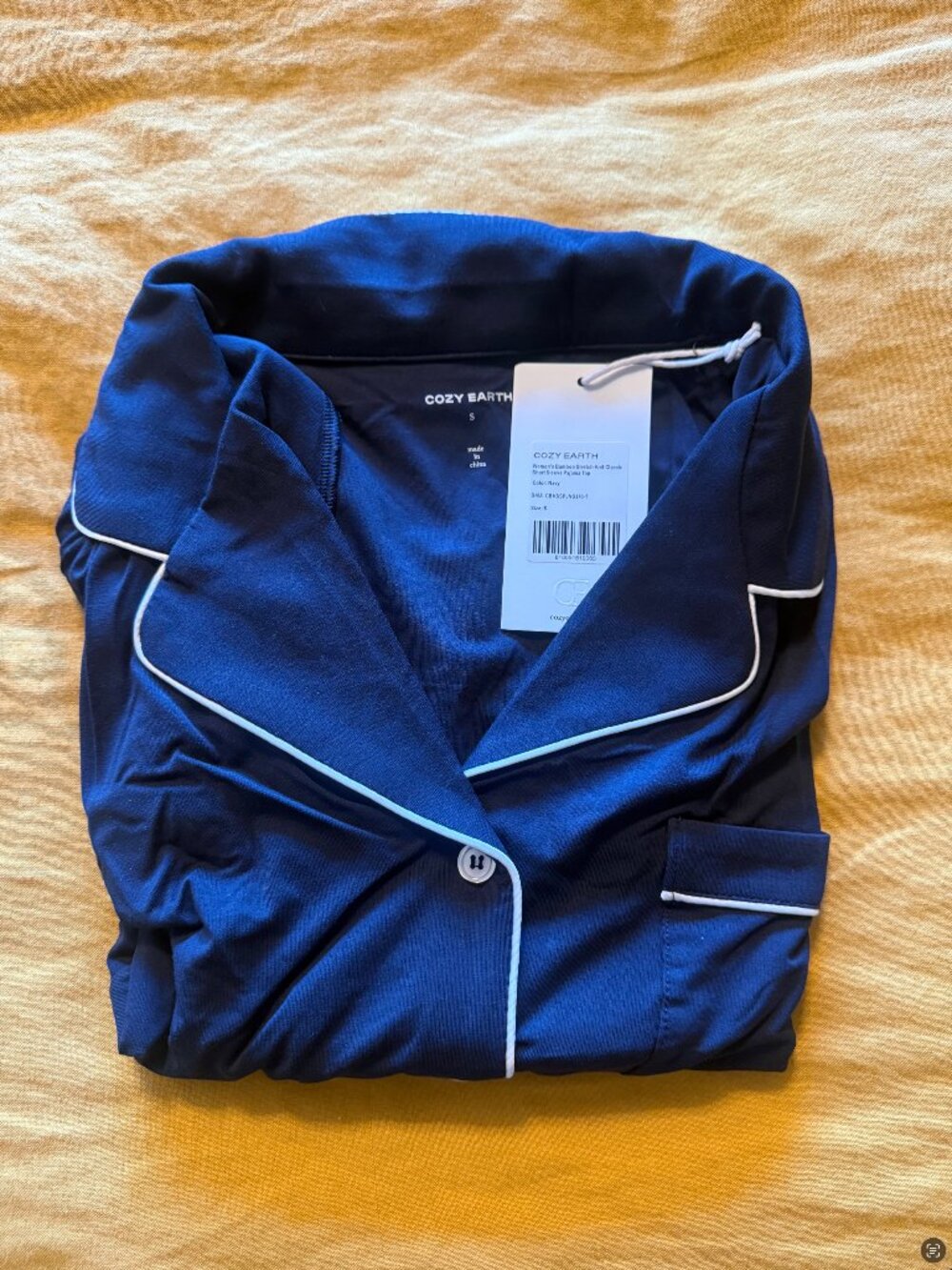 Cozy Earth bamboo viscose pajama top short sleeve size small navy